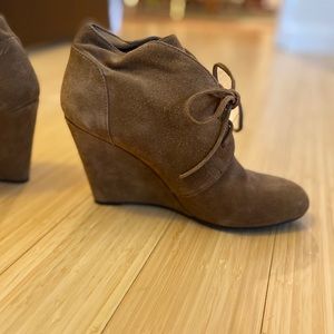 Via Spiga, suede wedge heel ankle booties